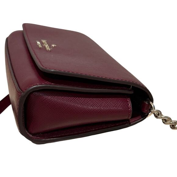 KATE SPADE New York Leather Crossbody Bag Burgundy Classic Structured Womens - Picture 9 of 12